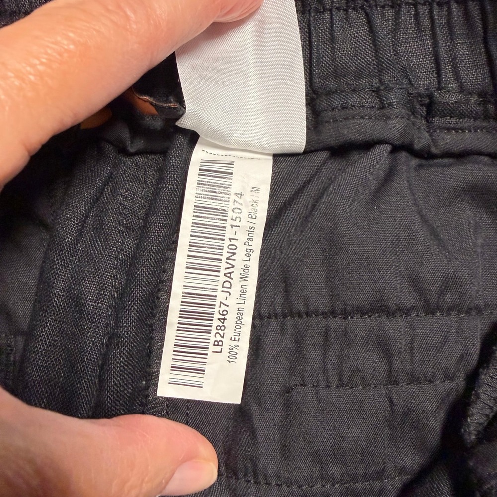 Quince European Linen Wide Leg Pants Womens Black Drawstring Minimalist Size M - Picture 10 of 13
